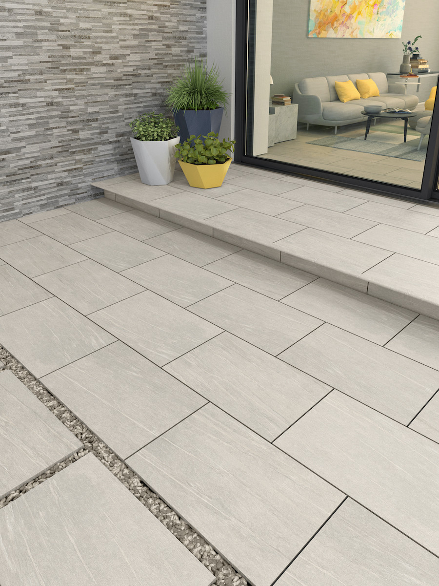 Pietra Pearl Outdoor Porcelain Paving Slabs - 900x600x20mm