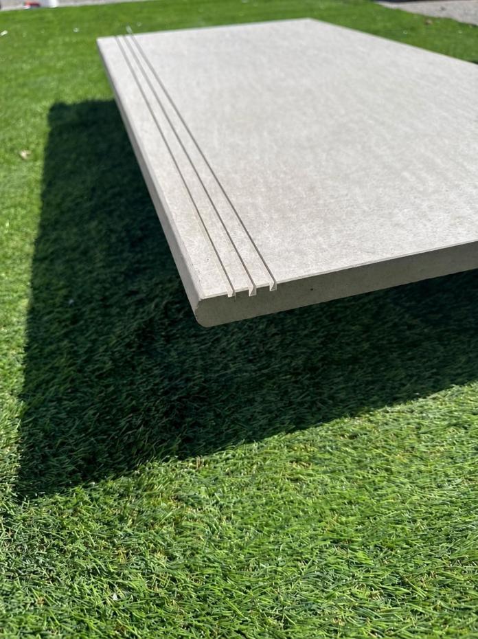 Plato Ivory porcelain bullnose tile 900x300mm