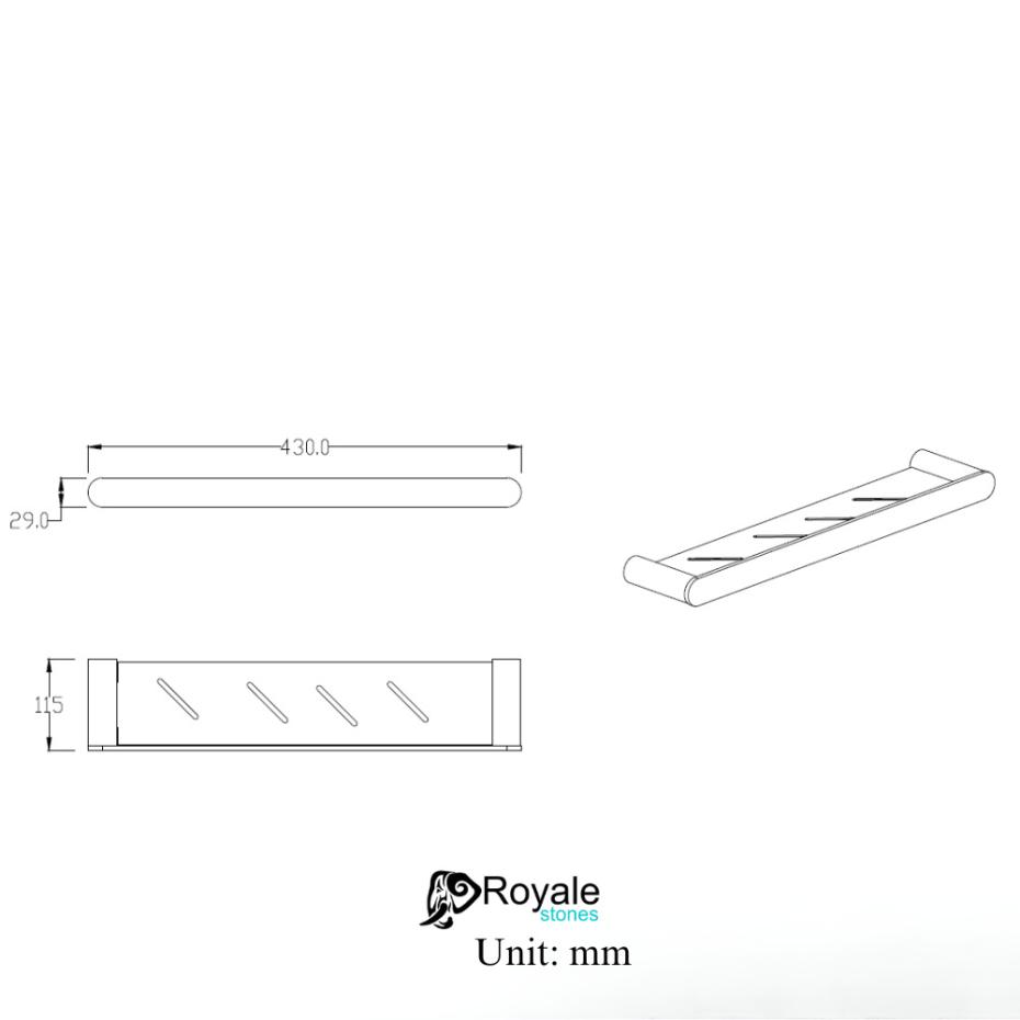 Porto Brushed Gold Bathroom Shower Storage Shelf