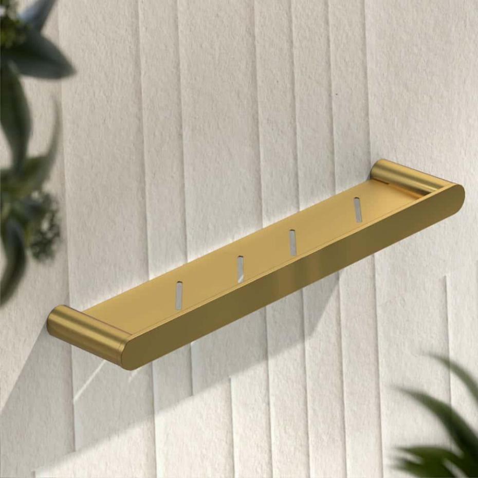 Porto Brushed Gold Bathroom Shower Storage Shelf