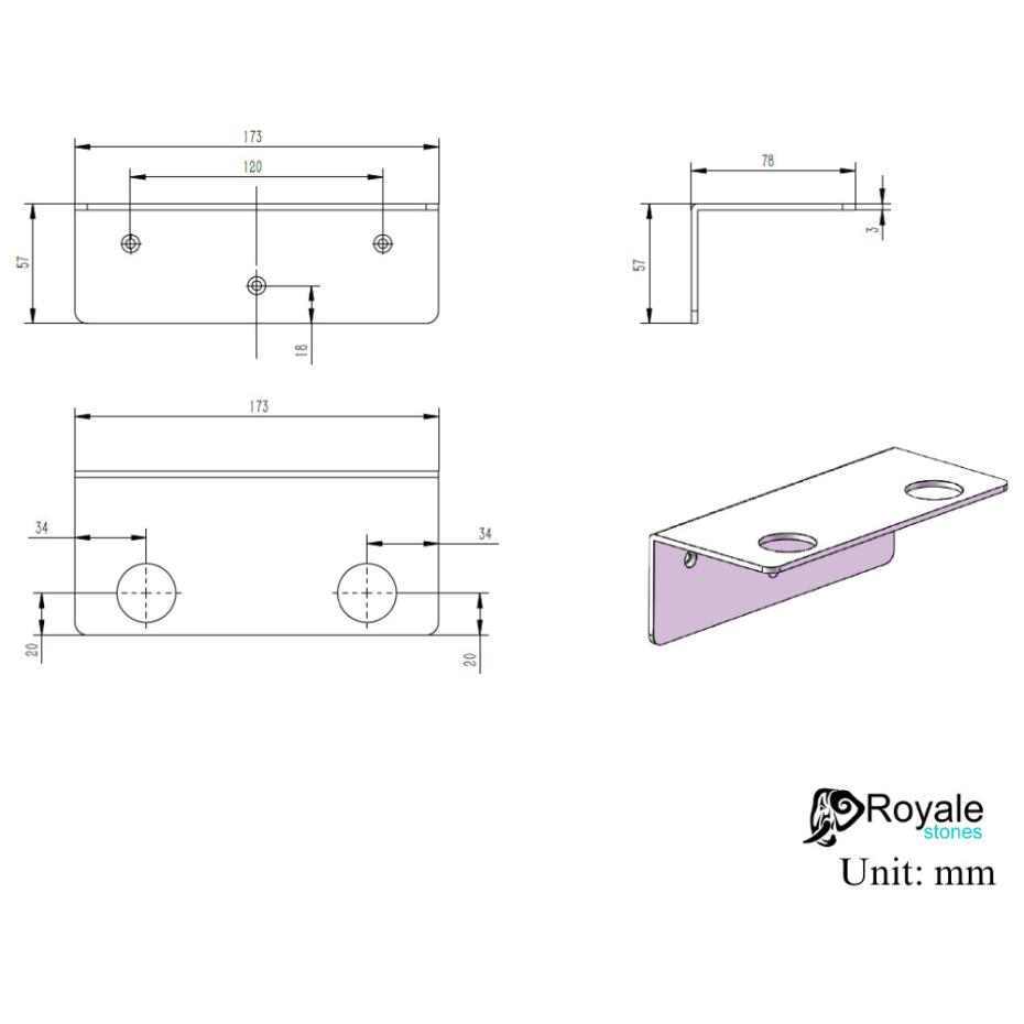 Porto Brushed Gold Double Soap Dispenser Wall Mount Bracket