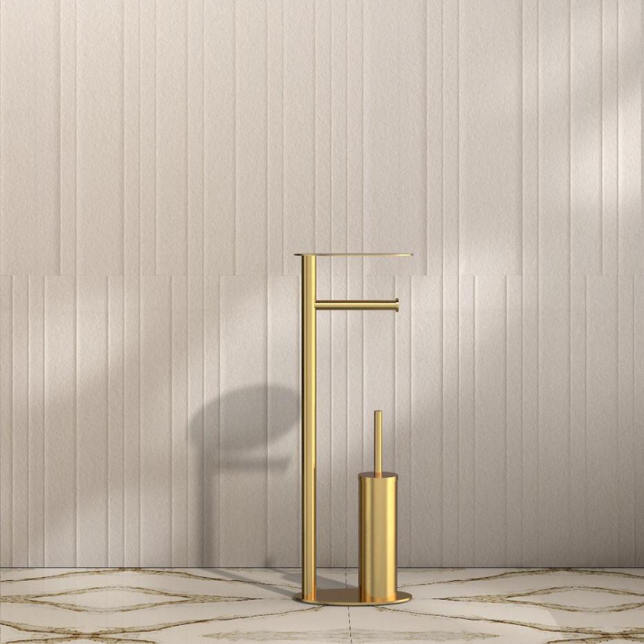 Porto Brushed Gold Floor Standing Paper Holder