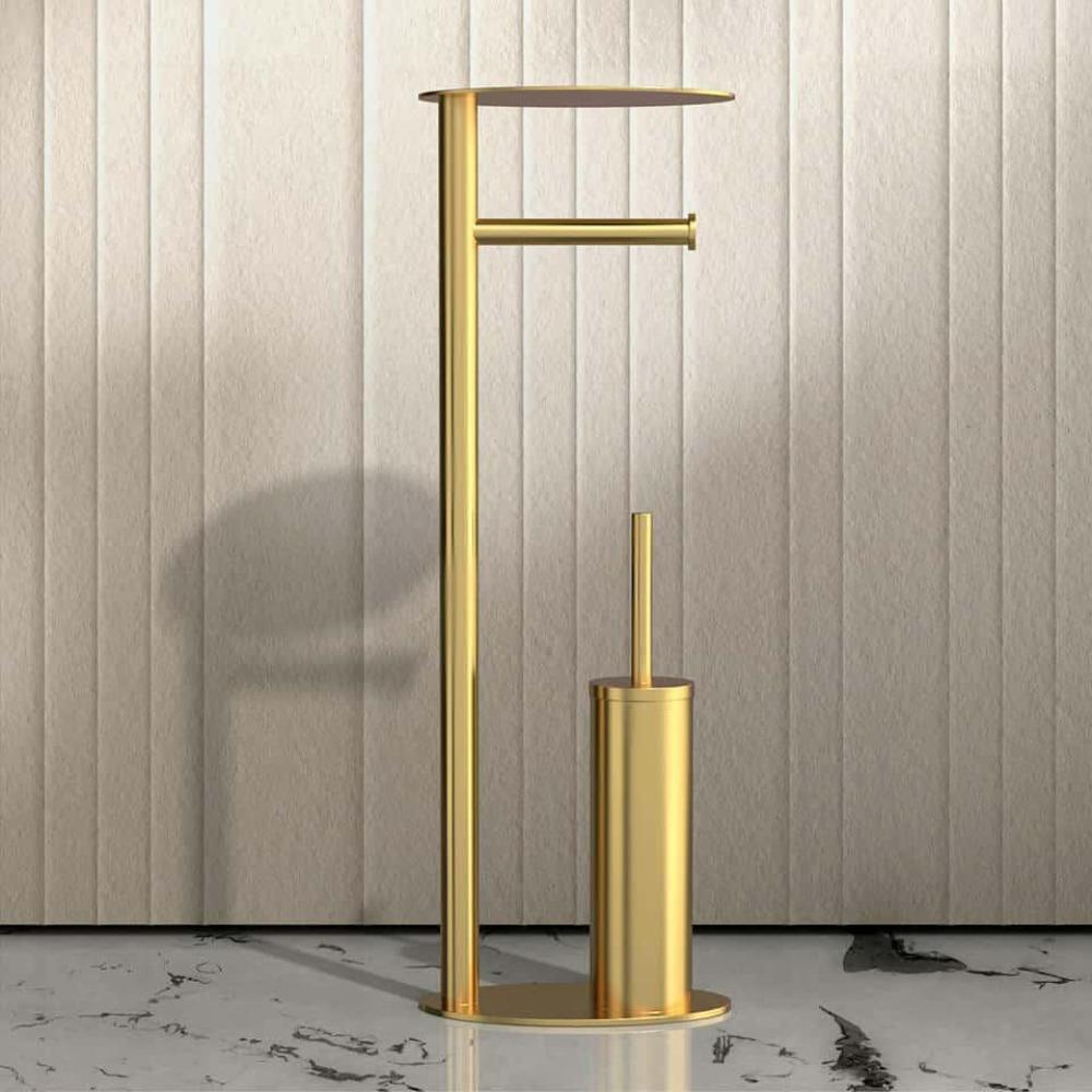 Porto Brushed Gold Floor Standing Paper Holder