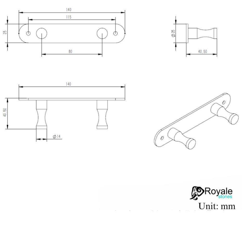 Porto Brushed Gold Robe Hook Double