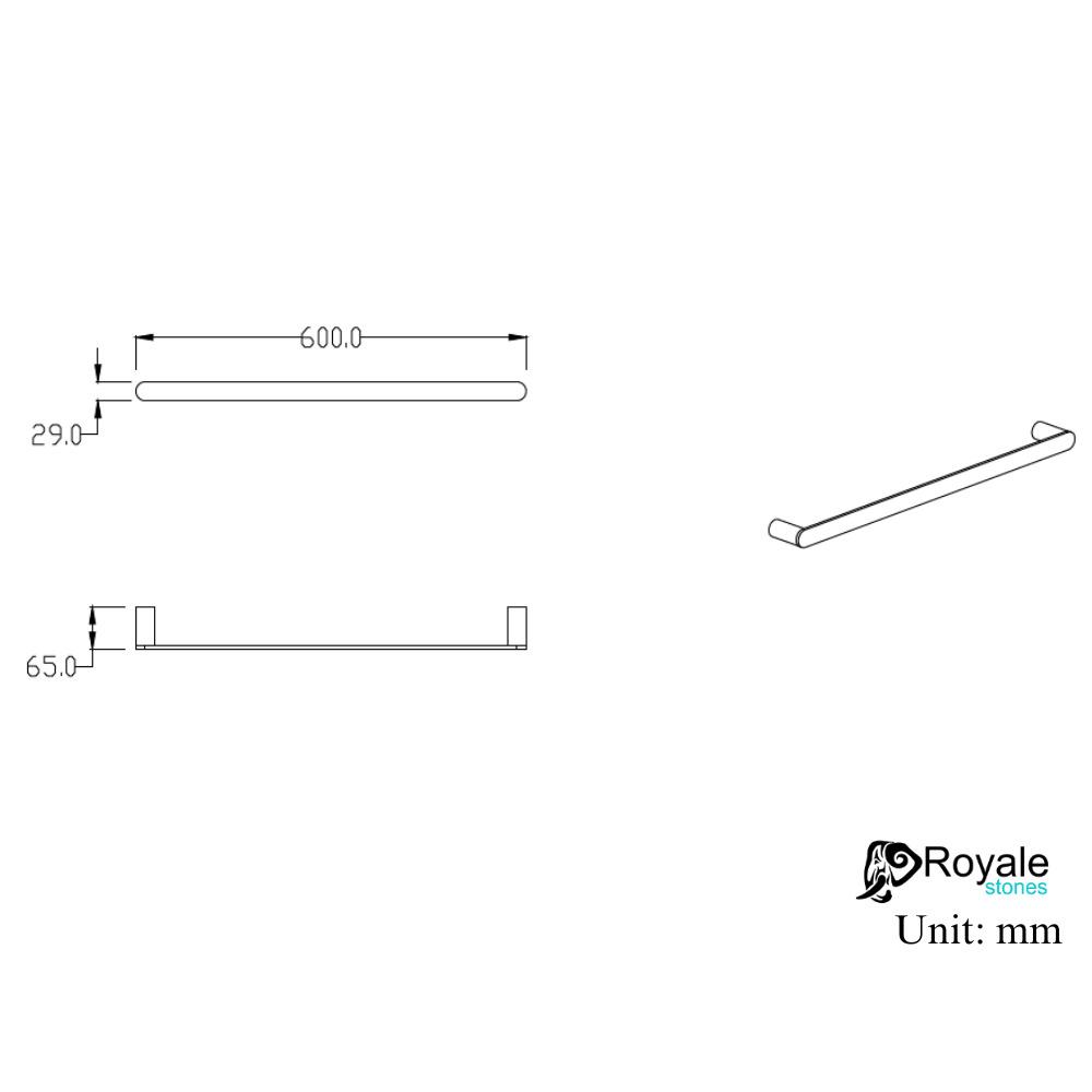 Porto Brushed Gold Towel Bar Rail 600mm