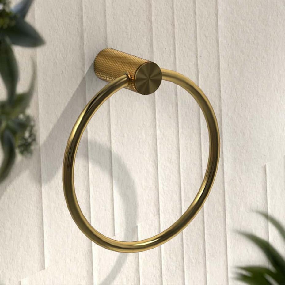 Porto Brushed Gold Towel Ring
