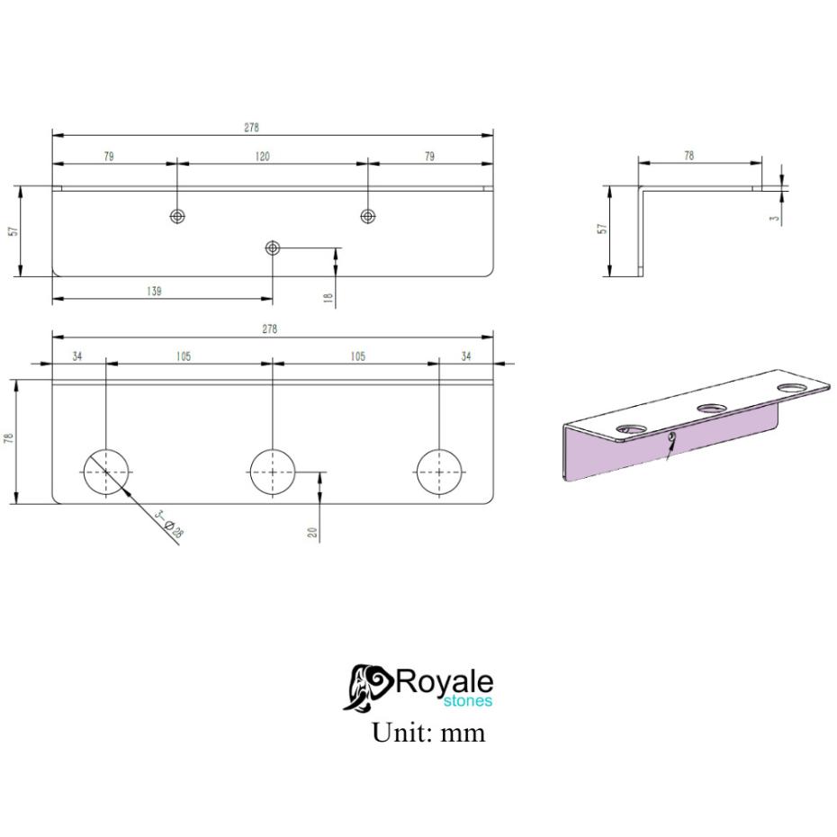 Porto Brushed Gold Triple Soap Dispenser Wall Mount Bracket
