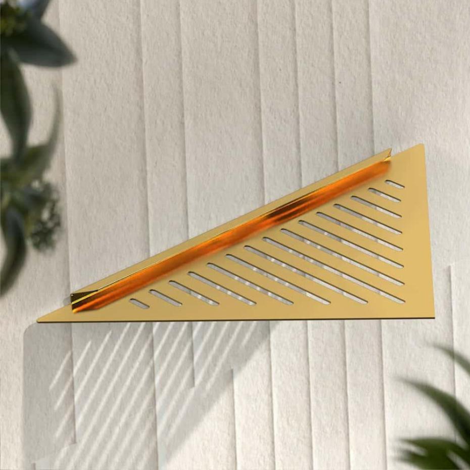 Porto Brushed Gold Wall Mounting Corner Shelf