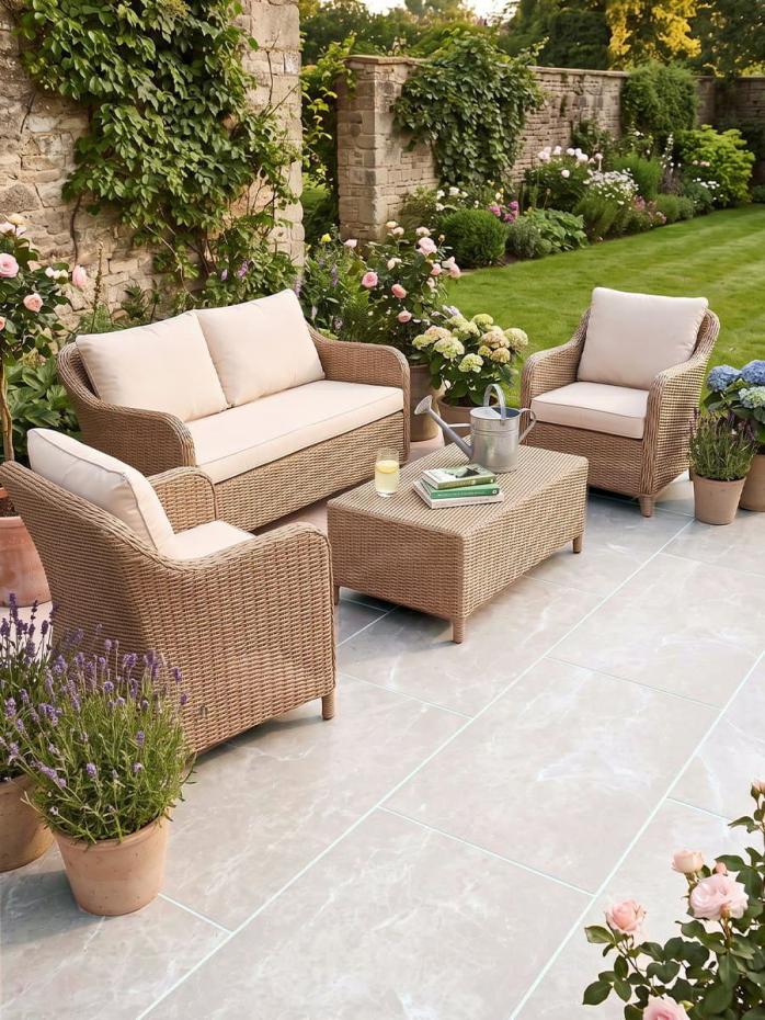 Prescot Cream Outdoor Porcelain Paving Slabs - 900x600x20mm