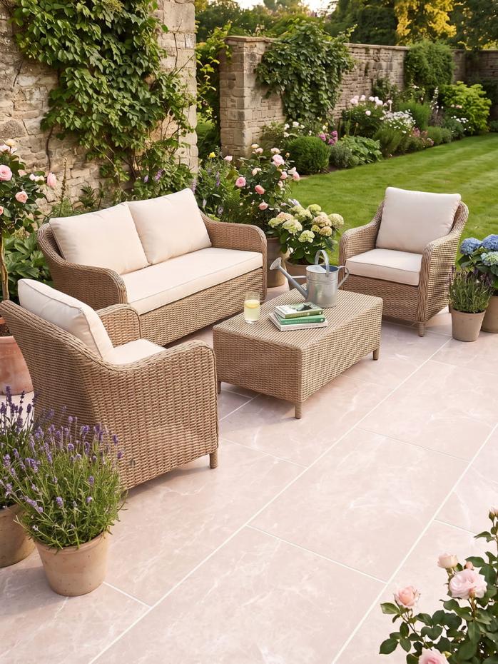Prescot Cream Outdoor Porcelain Paving Slabs - 900x600x20mm