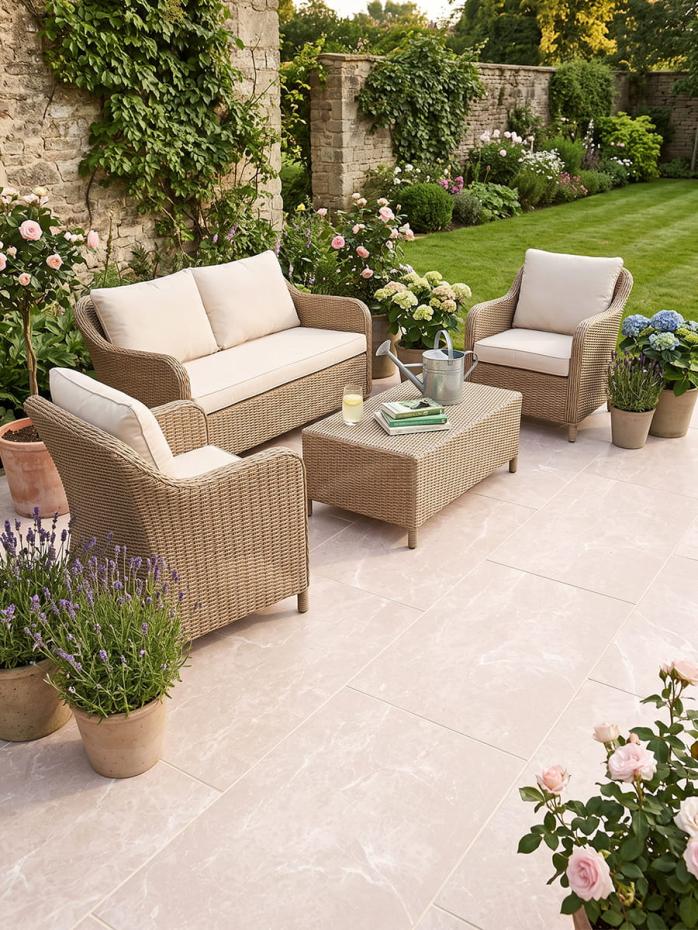 Prescot Cream Outdoor Porcelain Paving Slabs - 900x600x20mm