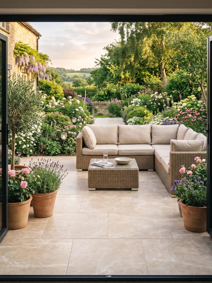 Prescot Cream Outdoor Porcelain Paving Slabs - 900x600x20mm