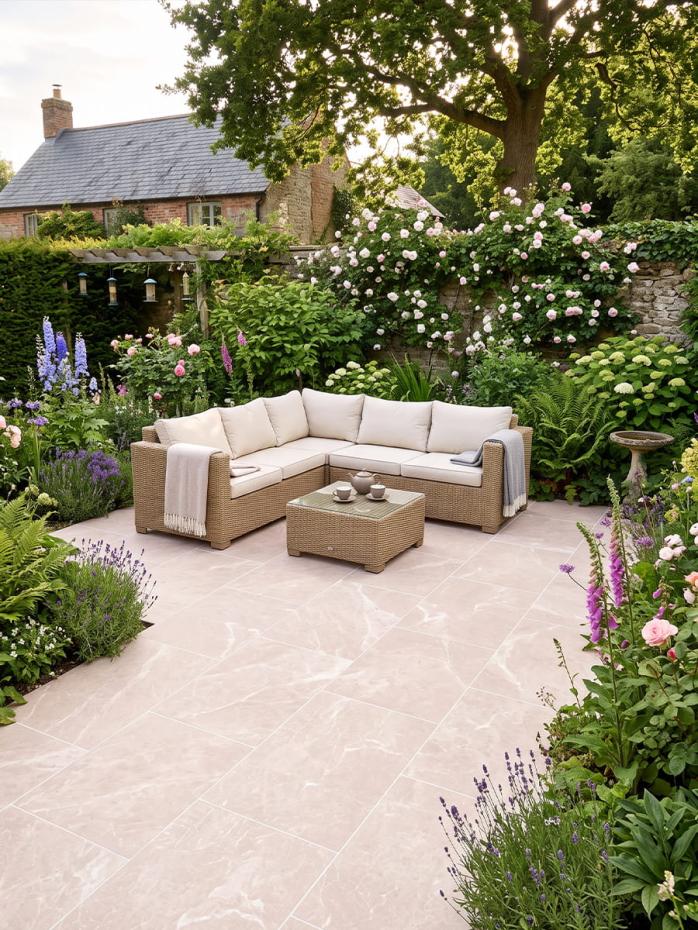 Prescot Cream Outdoor Porcelain Paving Slabs - 900x600x20mm
