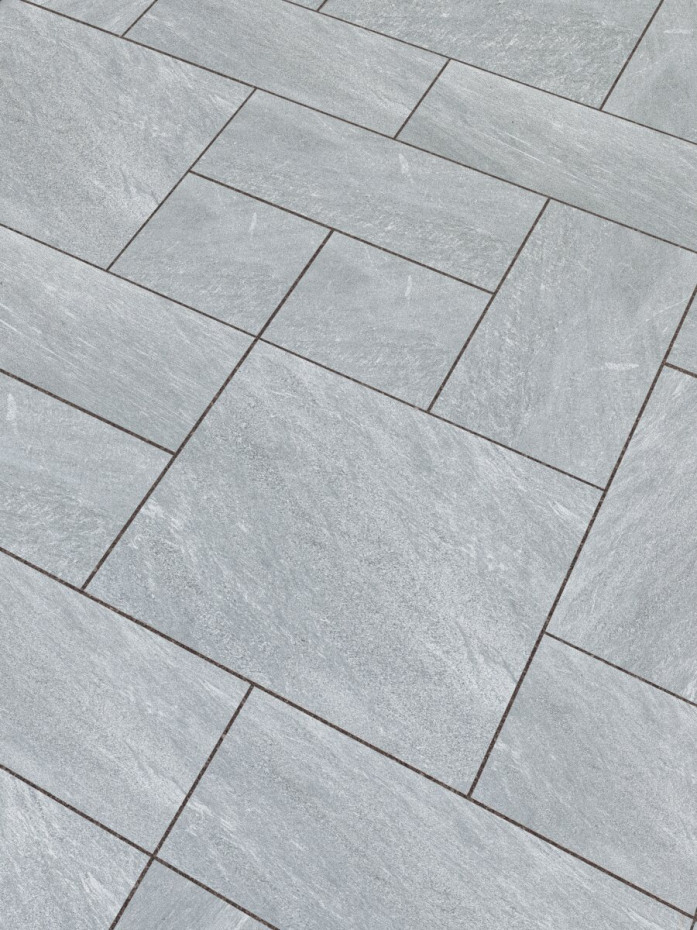 Quartzi Grey Outdoor Porcelain Slabs - Mix Size Pack