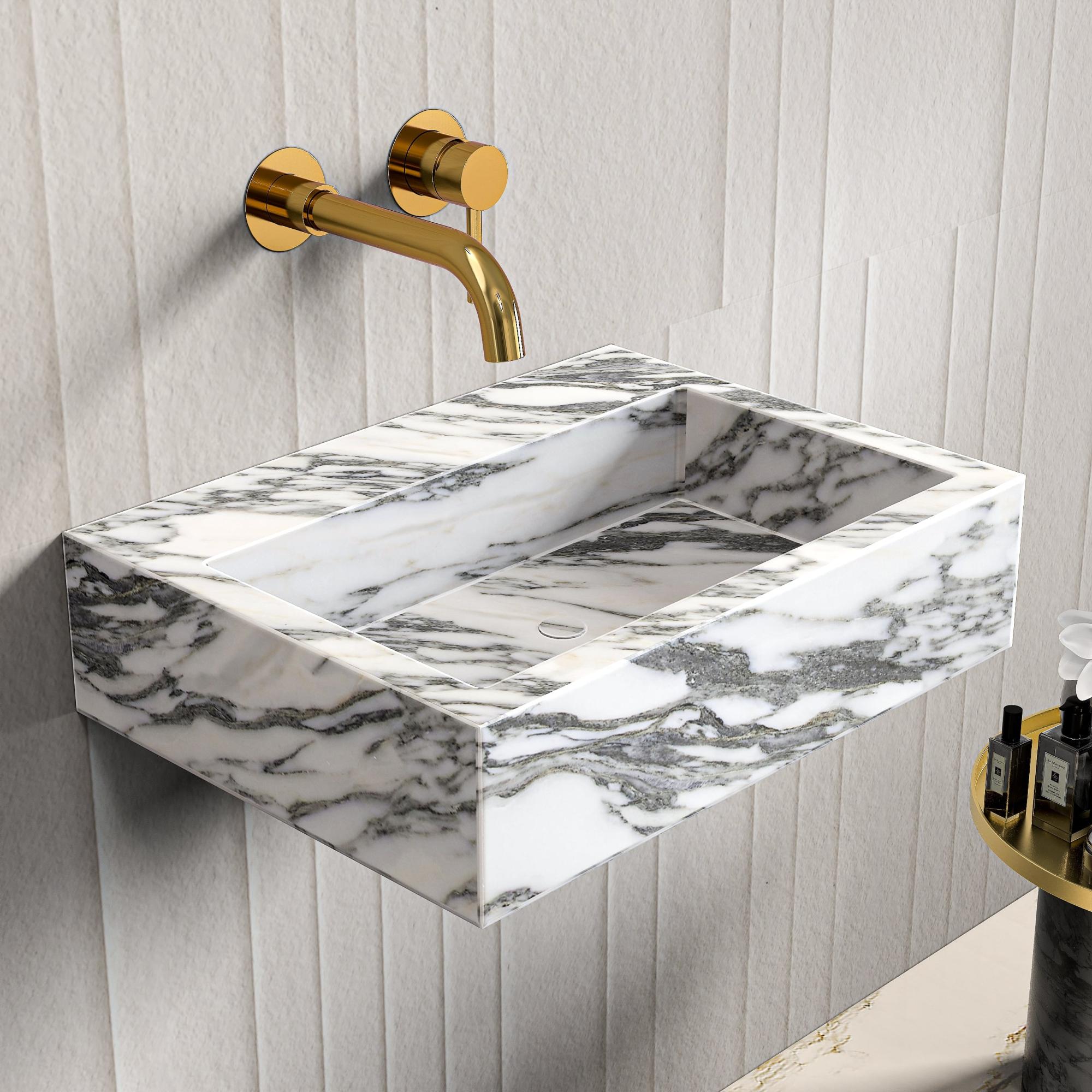 Arabescato Marble Wall Hung Basin - 400mm Arabescato Marble Wall Hung Basin - 400mm