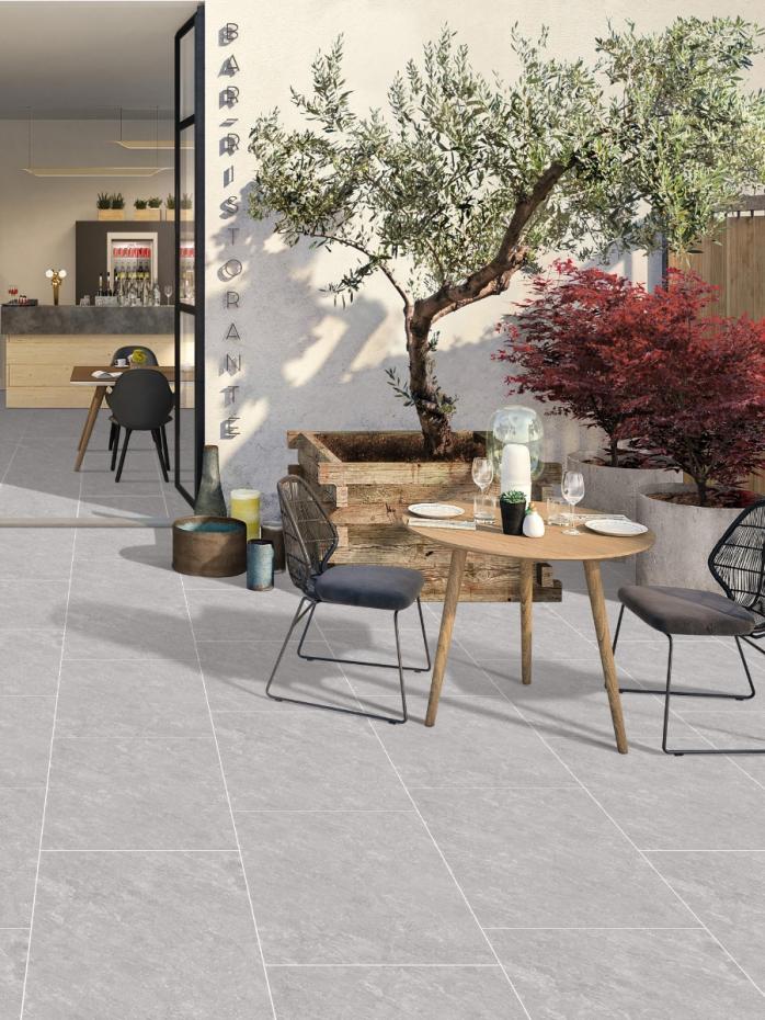 Quartz Grey Outdoor Porcelain Paving Tiles - 900x600x16mm
