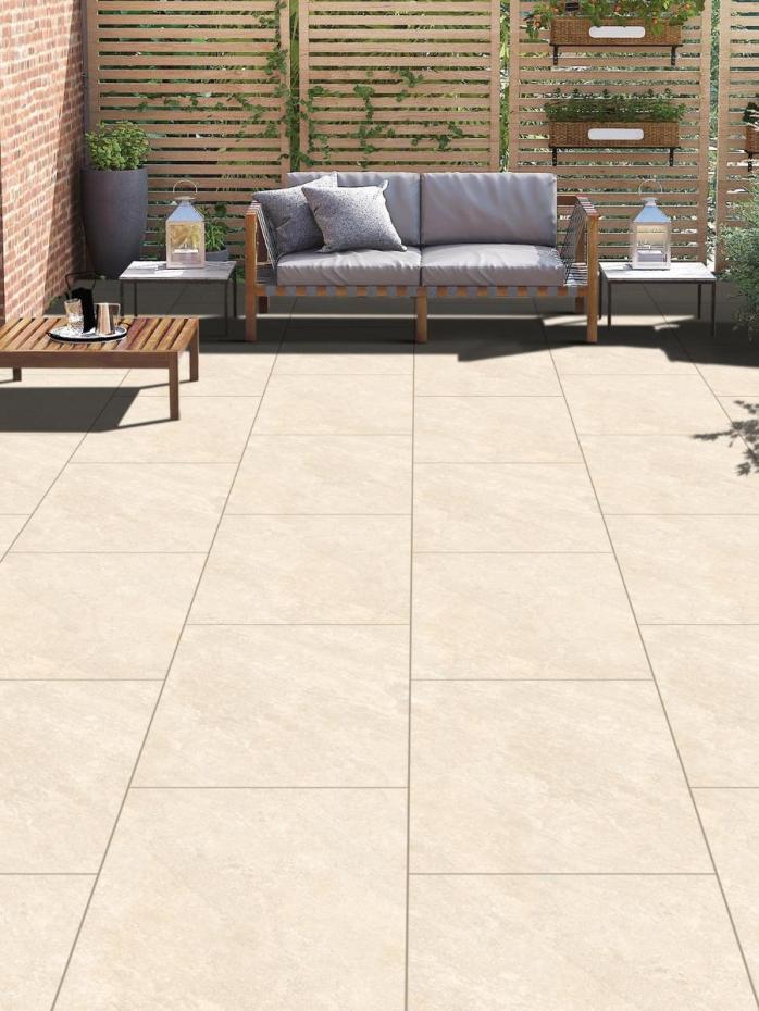 Quartz White Outdoor Porcelain Paving Tiles - 900x600x20mm
