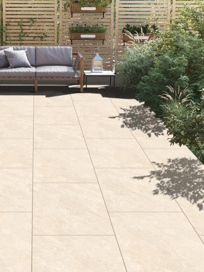 Quartz White Outdoor Porcelain Paving Tiles - 900x600x16mm