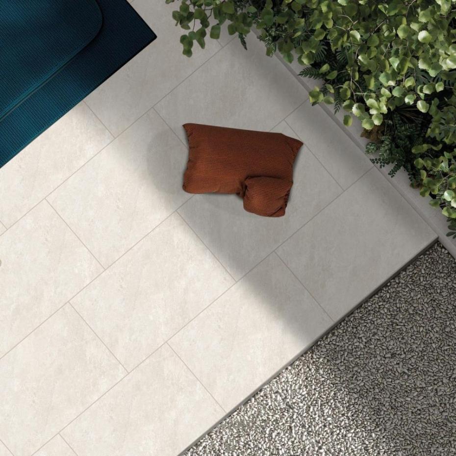 Quartz White Outdoor Porcelain Paving Tiles - 900x600x20mm