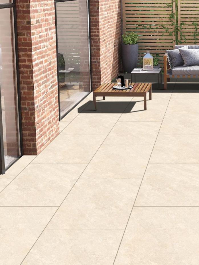 Quartz White Outdoor Porcelain Paving Tiles - 900x600x20mm