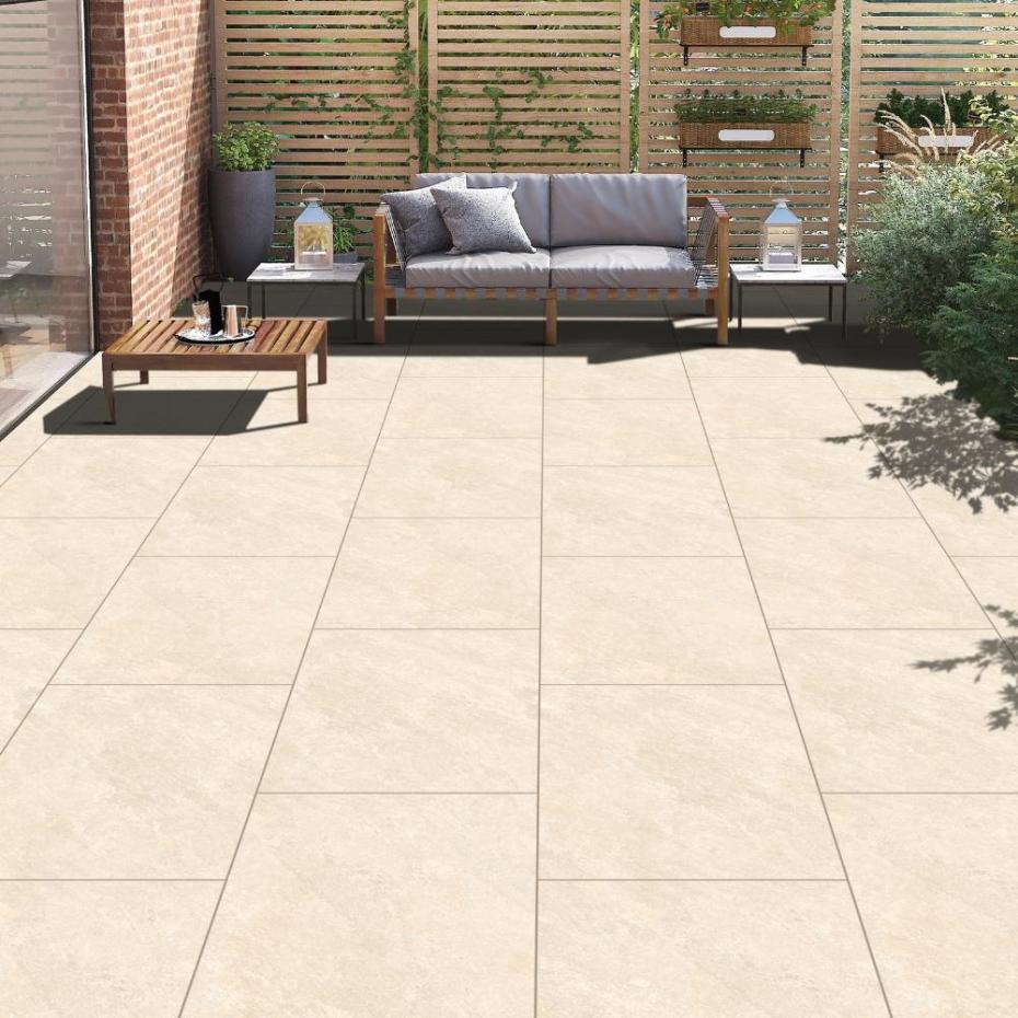 Quartz White Outdoor Porcelain Paving Tiles - 900x600x20mm