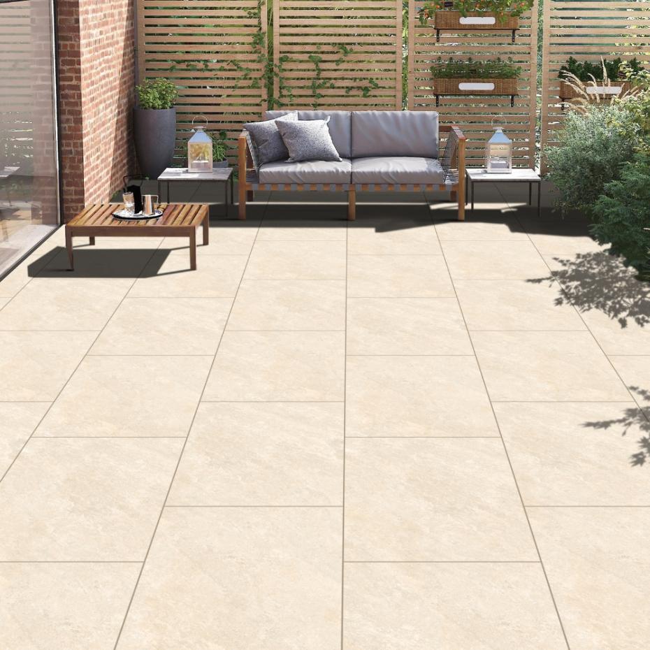 Quartz White Outdoor Porcelain Paving Tiles - 900x600x16mm