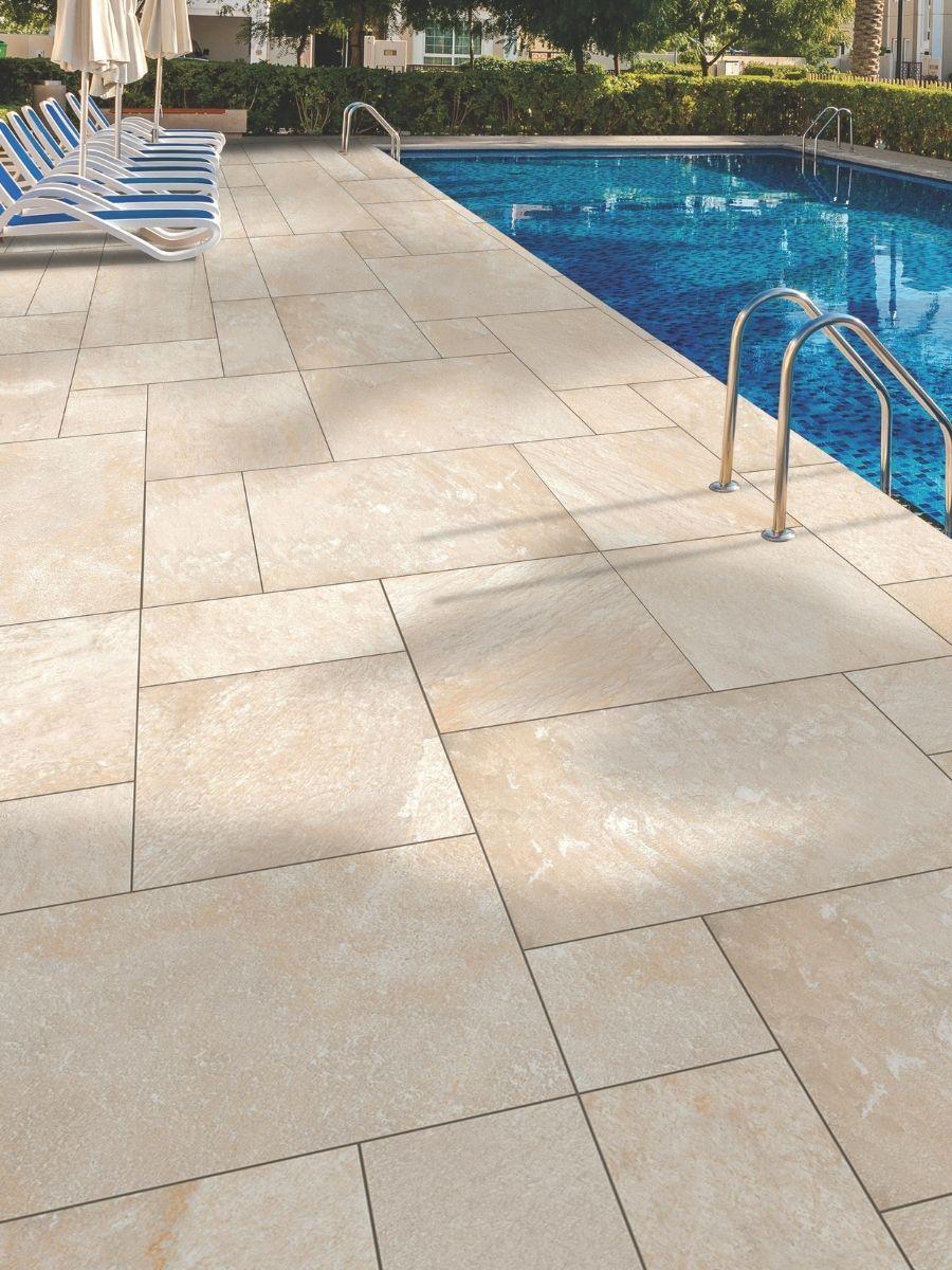 Quartzite Beige Outdoor Porcelain Paving Slabs- Mixed Size Patio Pack