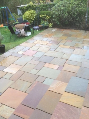 York Grey Indian Sandstone Paving Slabs Mix Size Patio Pack