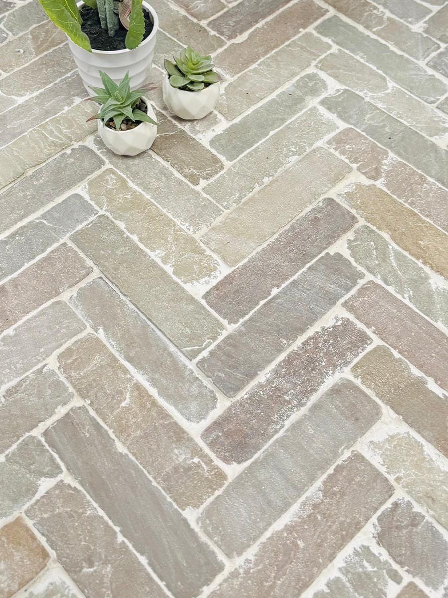 Raj Green Sandstone Outdoor Pavers- 200x50x40mm