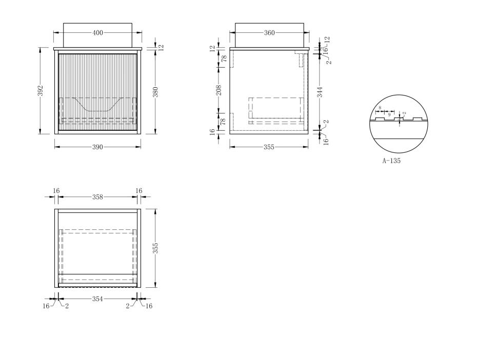 Rio Solid Wood Fluted Vanity - 400mm