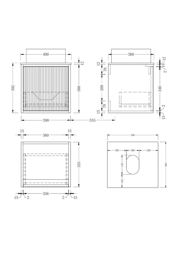 Rio Solid Wood Fluted Vanity - 400mm