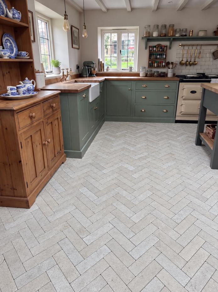 Riviera Brushed &amp; Seasoned Natural Limestone Pavers- 200x50x15mm