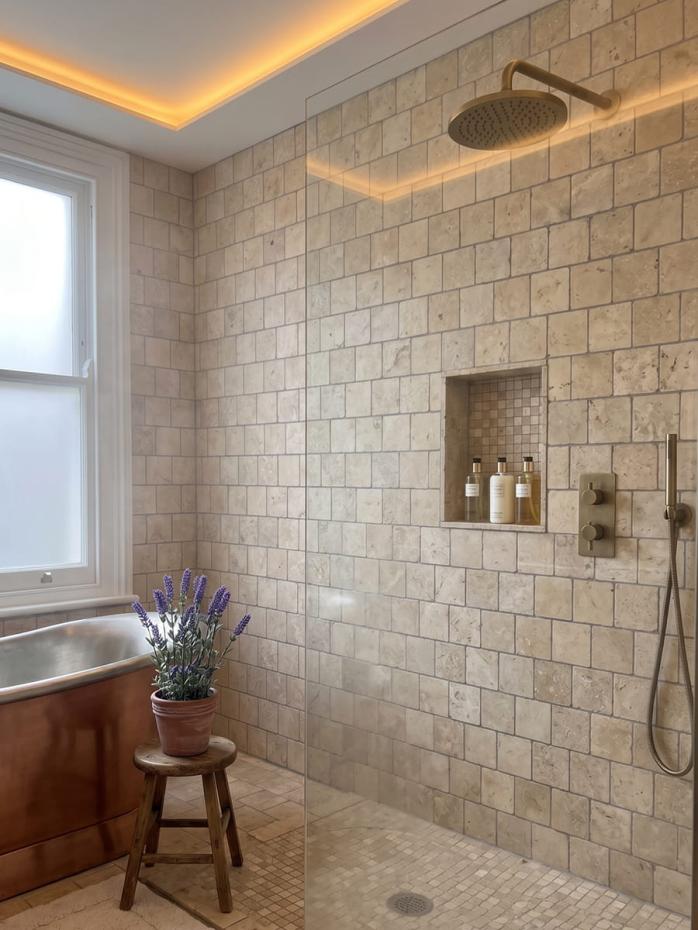 Riviera Antique Limestone Zellige Limestone Tile - 100x100mm