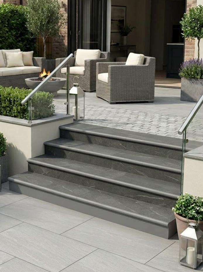 Roca Anthracite Porcelain Bullnose for Steps And Coping- 900x450x20mm