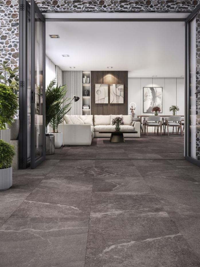 Roca Anthracite Porcelain Floor Slab - 600x600x16mm