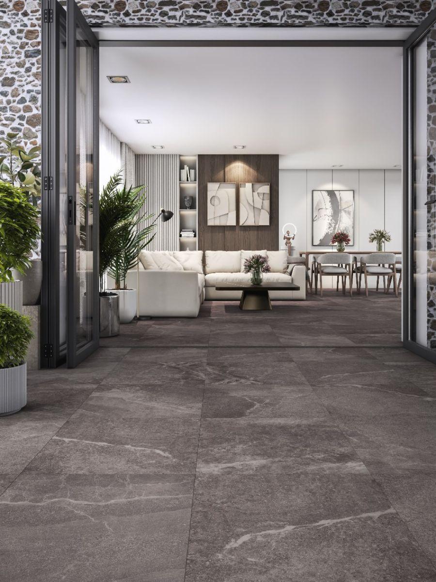 Roca Anthracite Porcelain Floor Tiles - 600x600x16mm