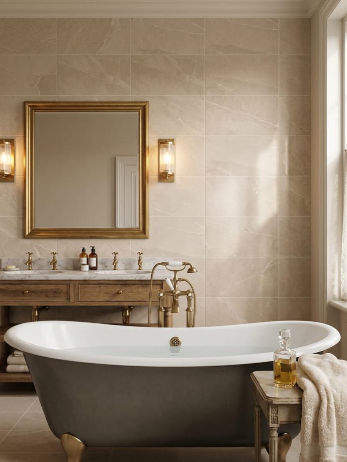 Roca Beige Matt Porcelain Tile - 600x300mm