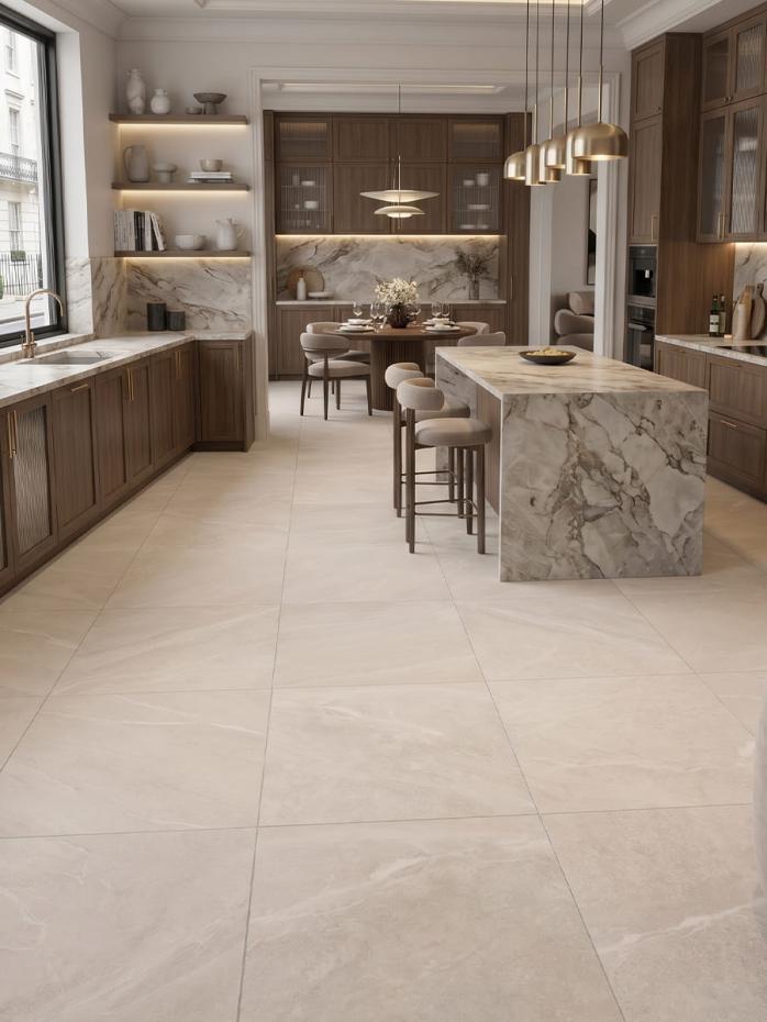 Roca Beige Matt Porcelain Tile - 600x600mm