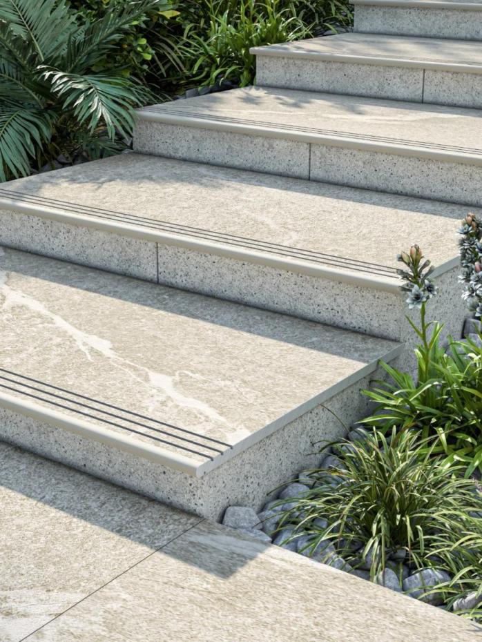 Roca Beige Porcelain Paving Bullnose - 900x450x20mm