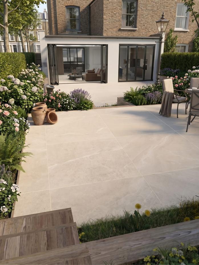 Roca Beige Outdoor Porcelain Paving Slabs - 1000x1000x20mm