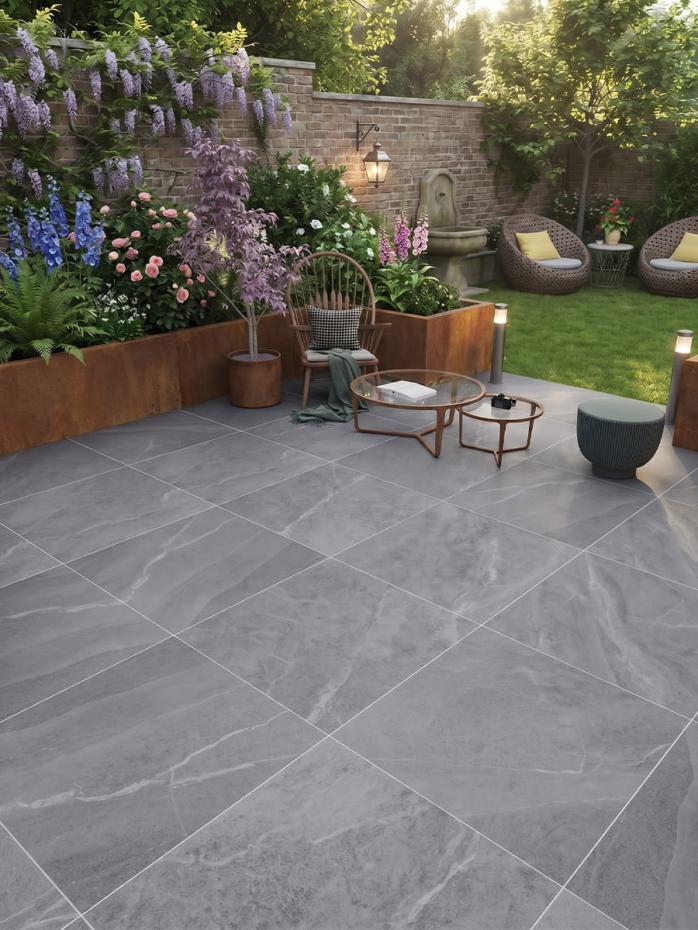 Roca Grey Outdoor Porcelain Paving Slabs - 1000x1000x20mm