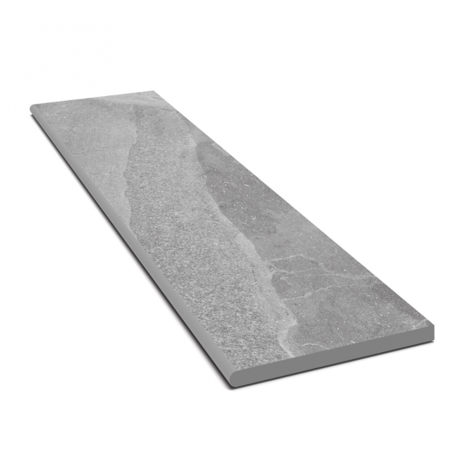 Roca Grey Porcelain Paving Bullnose - 900x450x20mm