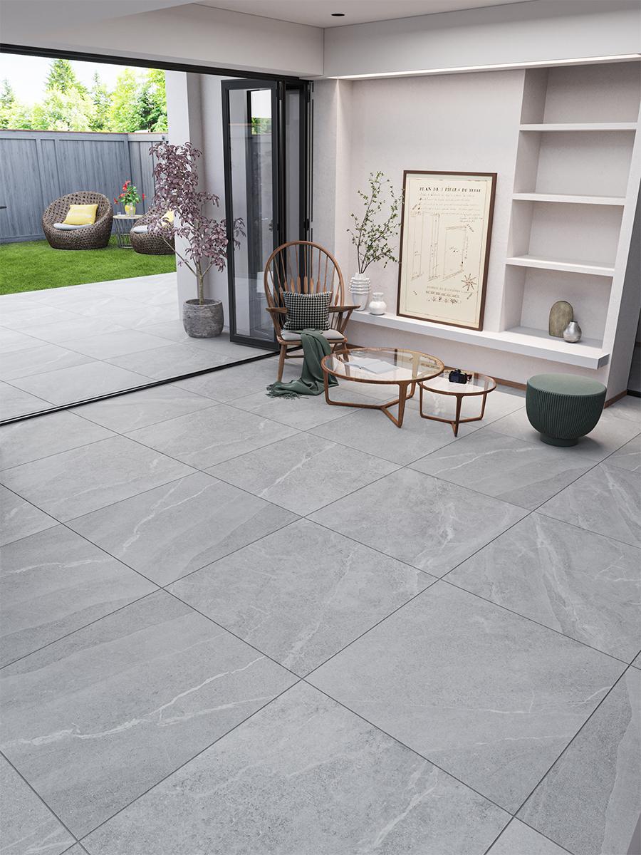 Roca Grey Porcelain Floor Tiles - 600x600x16mm