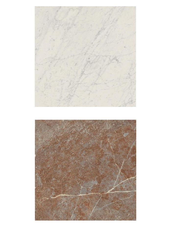 Lusso Rosso + Carrara Checkerboard Porcelain Marble Effect Tiles - 300x300mm