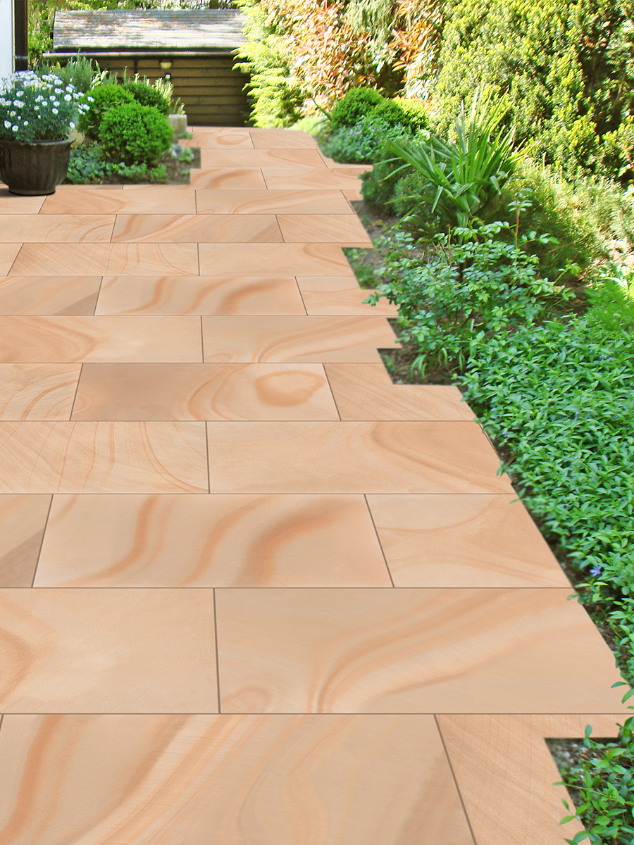 Sawn Buff Sandstone Effect Porcelain Outdoor Porcelain Paving Slabs - 900x600x16mm