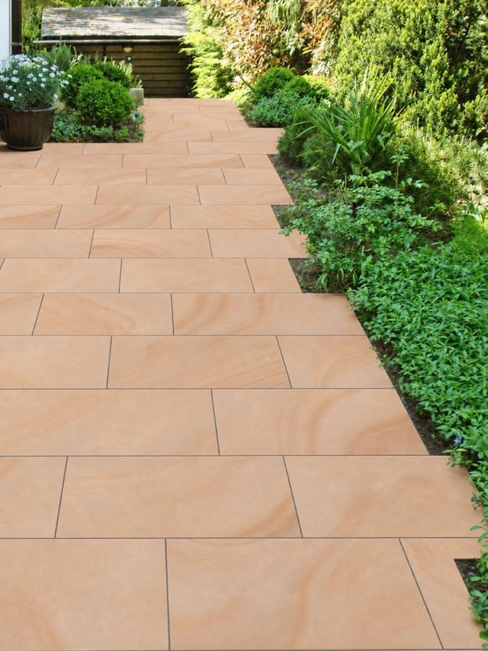Sawn Buff Sandstone Effect Porcelain Paving Slabs - 900x600x16mm