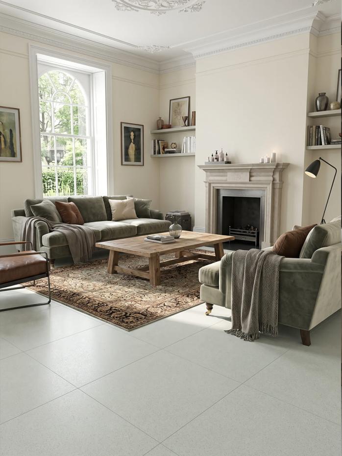 Silver Chalk Matt Protect Porcelain Tile - 600x600mm