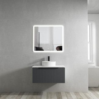 Valar Dark Grey Fluted Vanity With LED Mirror - 800mm