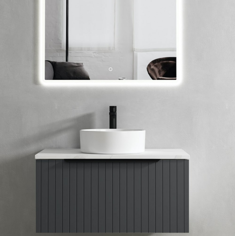 Valar Dark Grey Fluted Vanity With Basin - 800mm