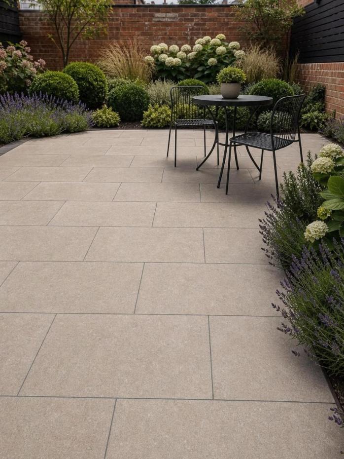 Egyptian Beige Limestone Effect Porcelain Paving Slabs - 900x600x20mm